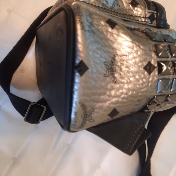 AUTHENTIC MCM SMALL SILVER/BLACK BACKPACK main image 9